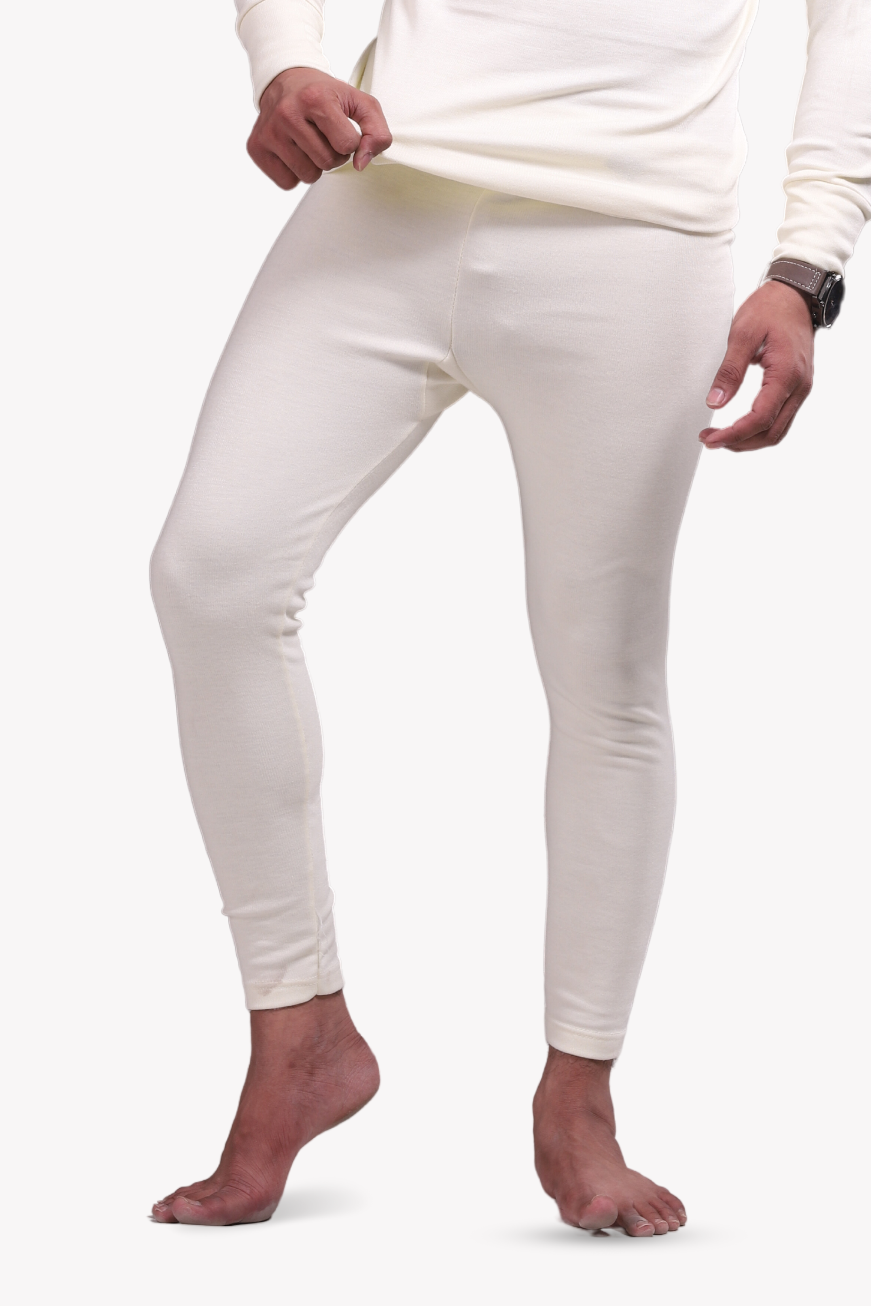 Men's Plain Thermal Trouser - White / S