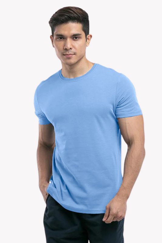 Cotton Short Sleeve T-Shirt (Stretchable) Sky