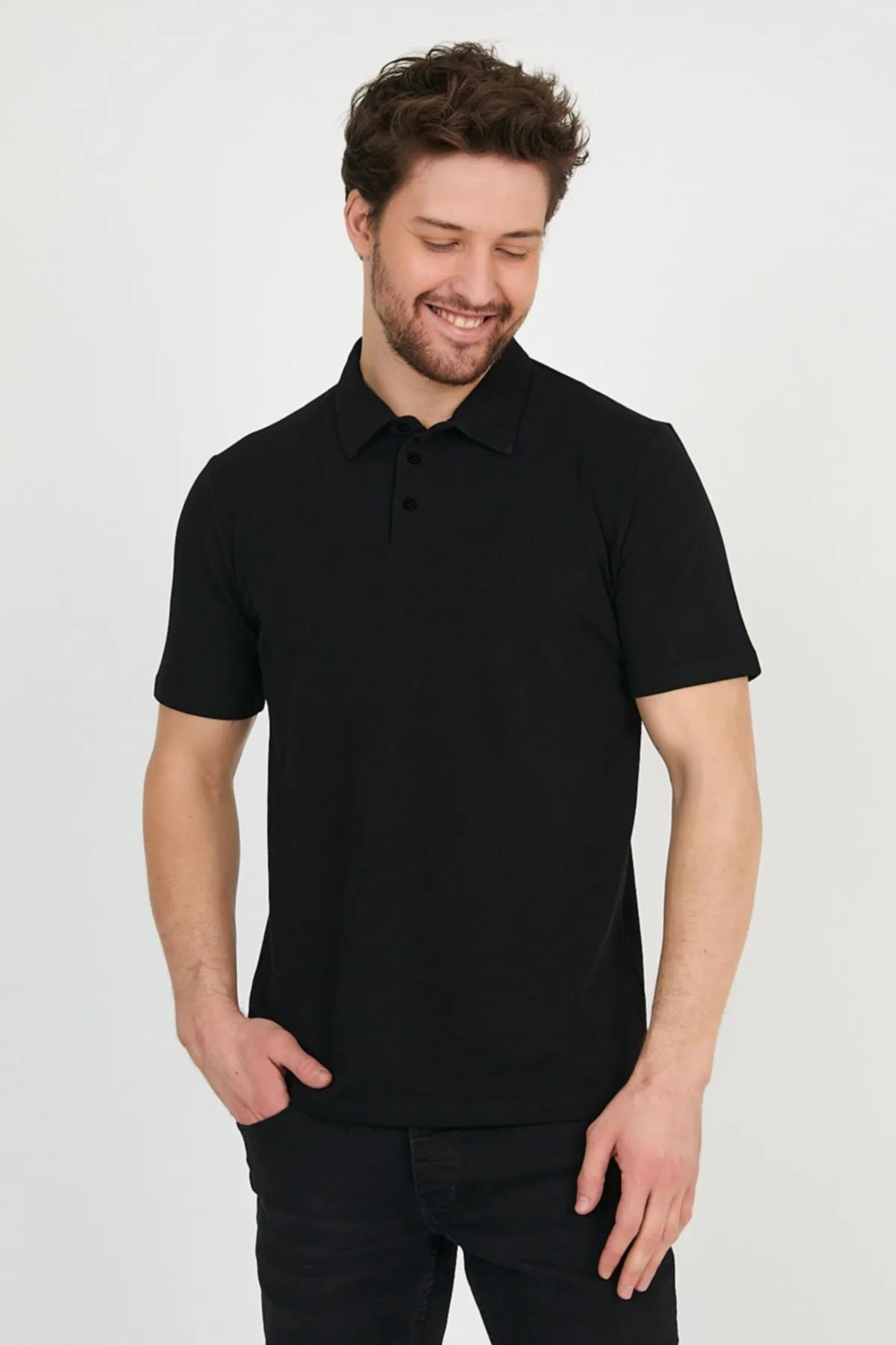 Plain polo hotsell shirt black