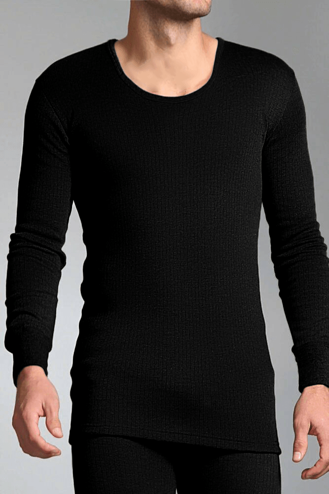 Black Long Sleeve Thermal Top for Men Warmline Winter Warmers by