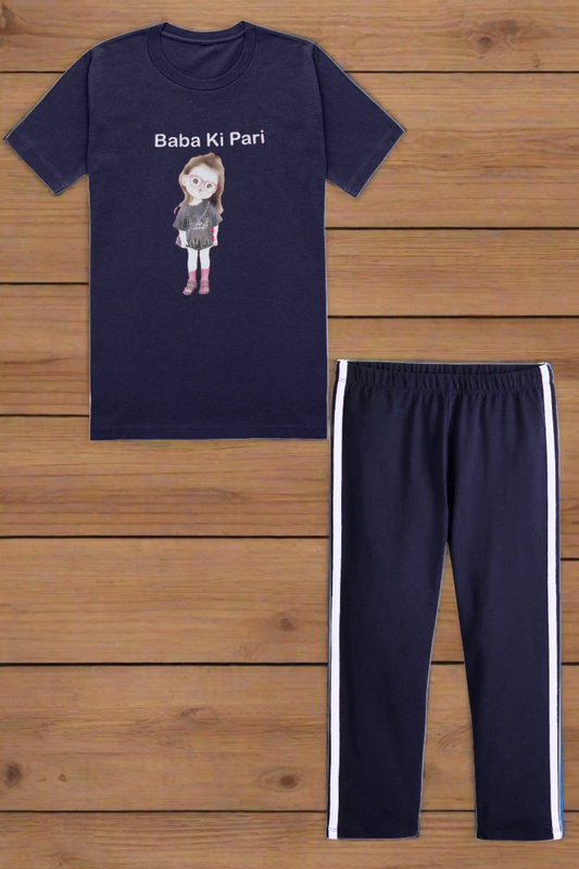 Girls T-shirt and Trouser Navy (papa ki pari)