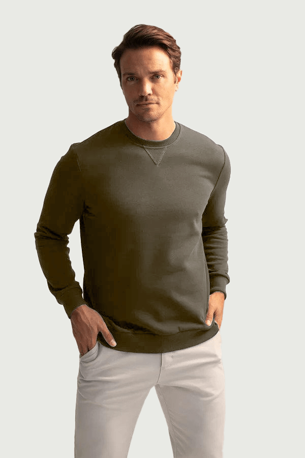 Regular Fit Crew Neck Long Sleeve Sweatshirt Terry brown Brown S