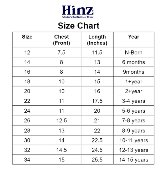 Kids  Premium  Winter Vest (Short Sleeves) 502 - Hinz Knit