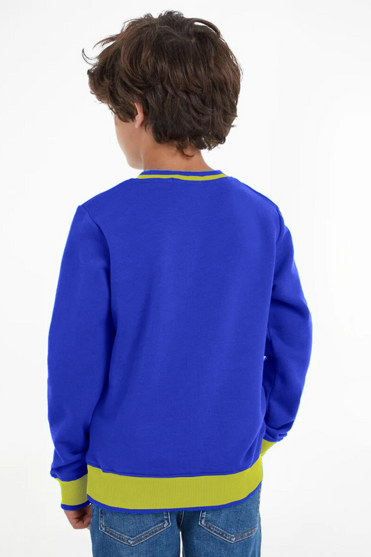 Kids Solid Unisex Full Sleeves Sweat Shirt (Fleece) R-Blue