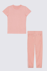 Girls Essential  T-Shirt and Trouser Set (pink) - Hinz Knit