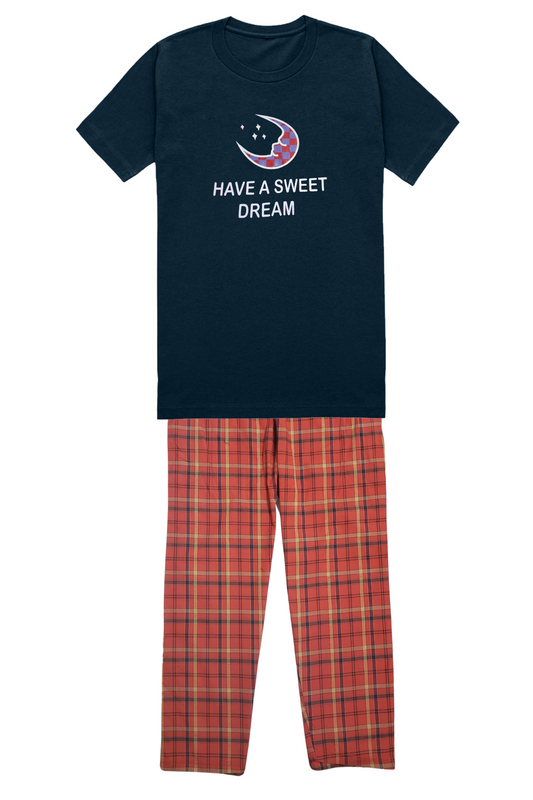 Women's Night Suit Short Sleeve Have A Sweet Dream (navy moon)