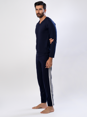 Men's Essential Night Suit (Full Sleeves) V-Neck - Hinz Knit