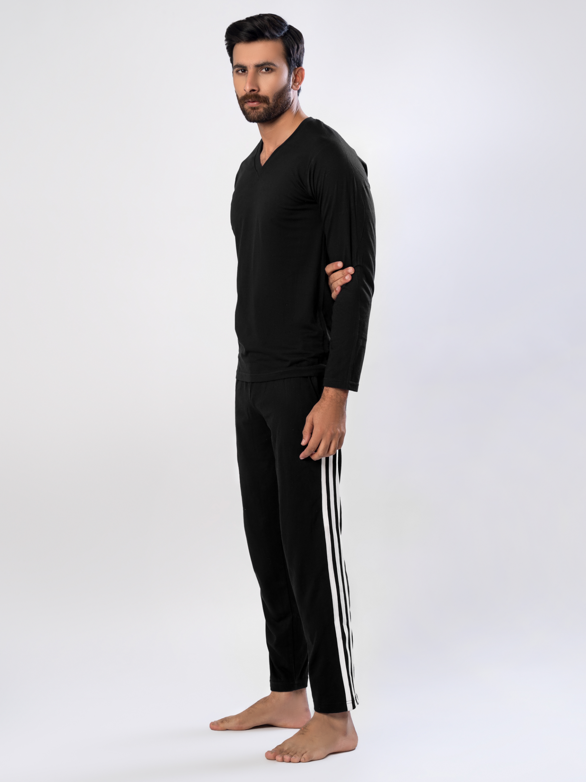 Men's Essential Night Suit (Full Sleeves) V-Neck - Hinz Knit