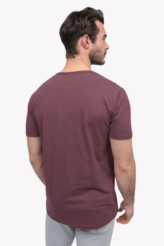 Cotton Henley Short Sleeve T-Shirt (Stretchable) Maroon
