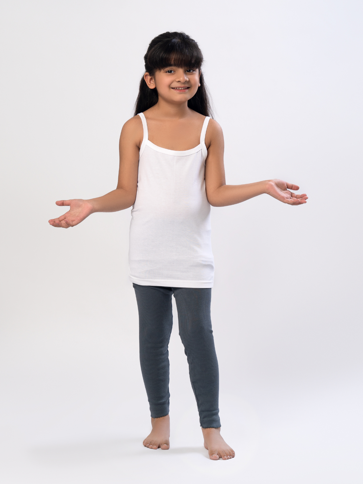 2 Pack Girls WHITE COTTON Vests Camisoles Breathable Thermal