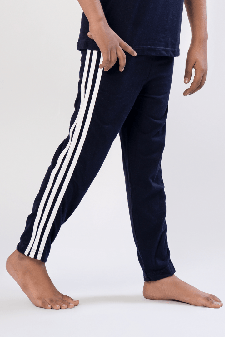 Blue Side Stripe Trouser - Hinz Knit