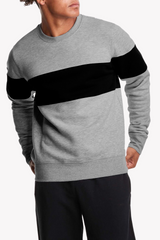Men's Black Crewneck Sweatshirt with Chest Color Block