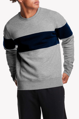 Men's Navy Crewneck Sweatshirt with Chest Color Block