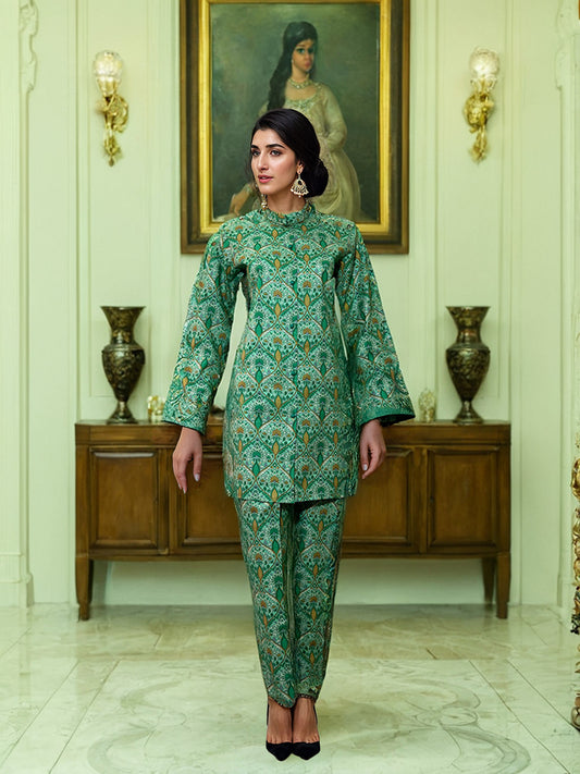 2 Piece Sea-Green Khaddar Suit (Unstitched)