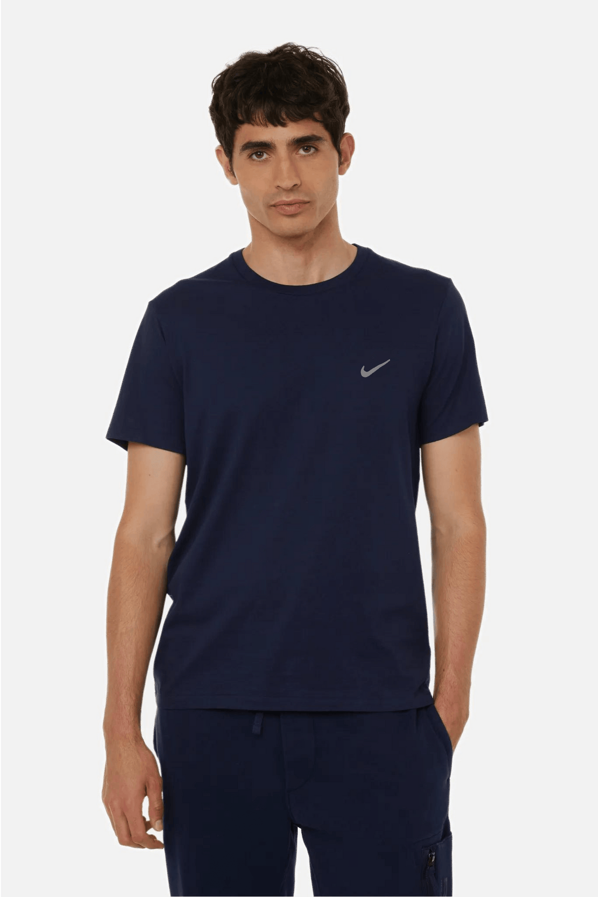 Cotton Navy Unisex Short Sleeve T-Shirt with embroidered logo