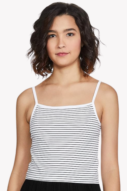 Women Cotton Tank Top (Summer) Navy Narrow Stripe