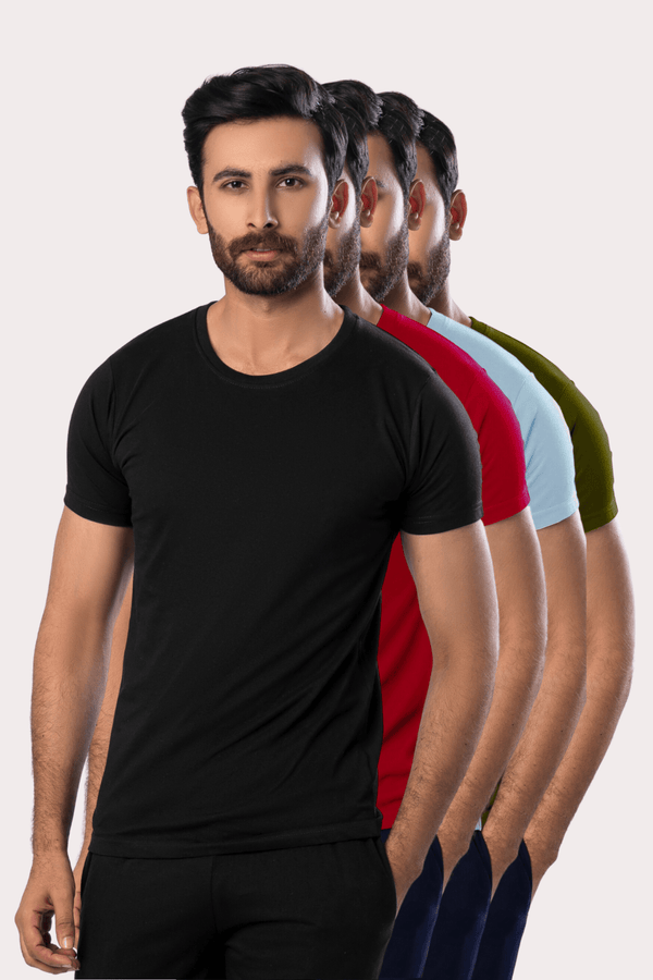Men’s Essential Round Neck Pack Of 3 (Short Sleeves) - Hinz Knit
