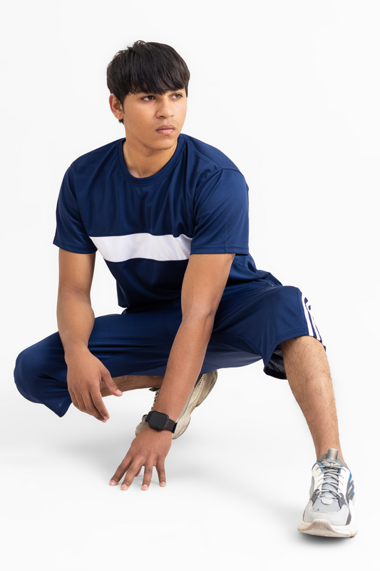 Men's Dry Fit Track Suit(Short Sleeves) Navy