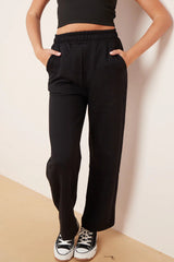 Wide Leg Fleece Trousers (Black)