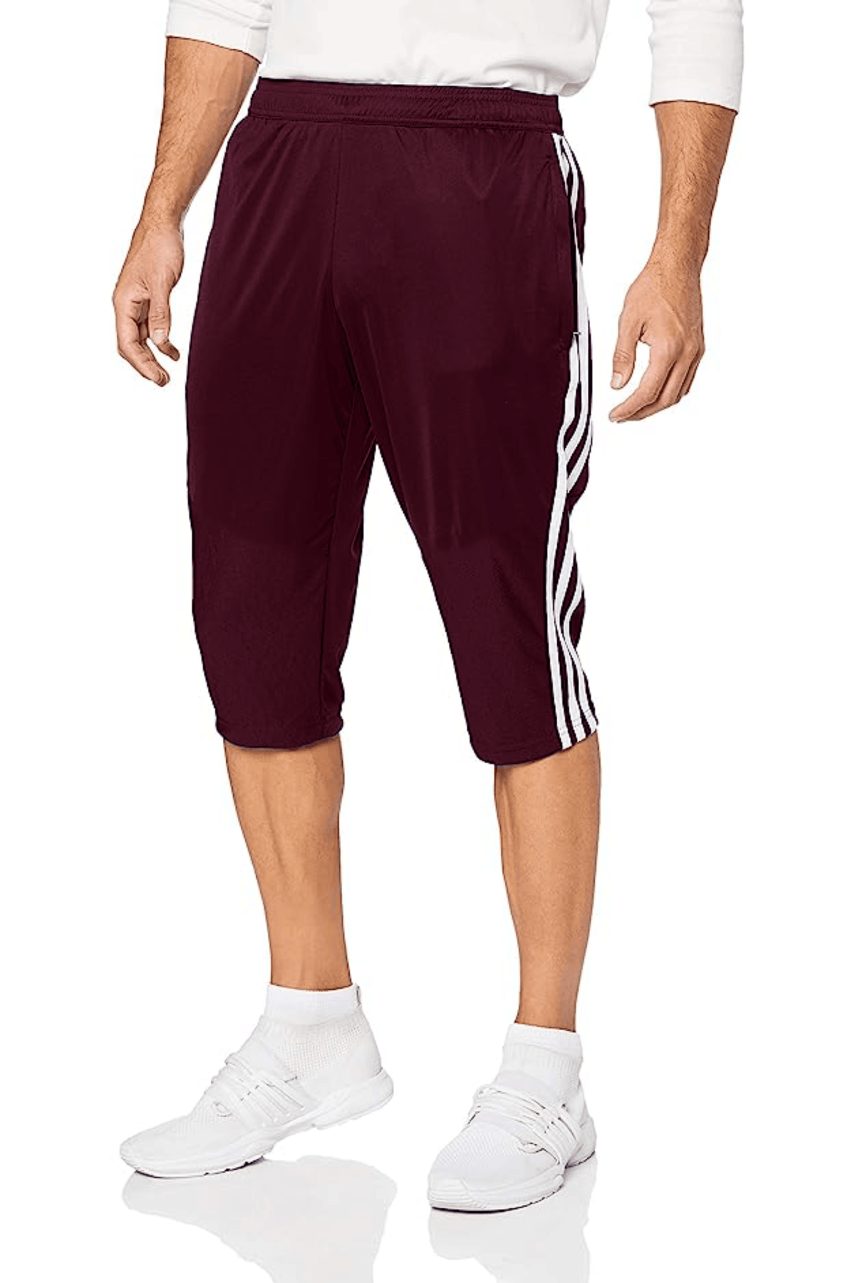 Cotton-Rib All Season Three Quarters Shorts (Burgundy)