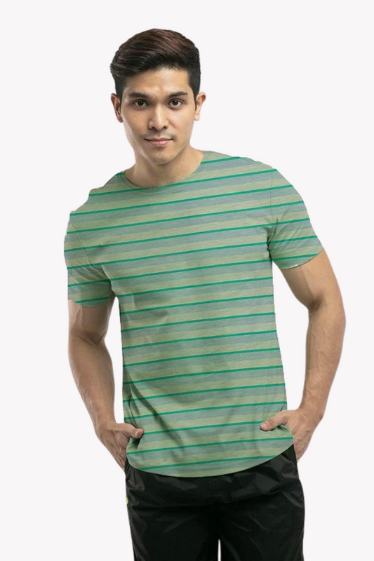 Light Green and Yellow Stripes Short Sleeve T-Shirt