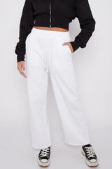 Wide Leg Fleece Trousers (White)