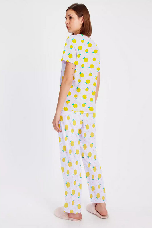Women's Night Suit Short Sleeve (Lemon Printed)