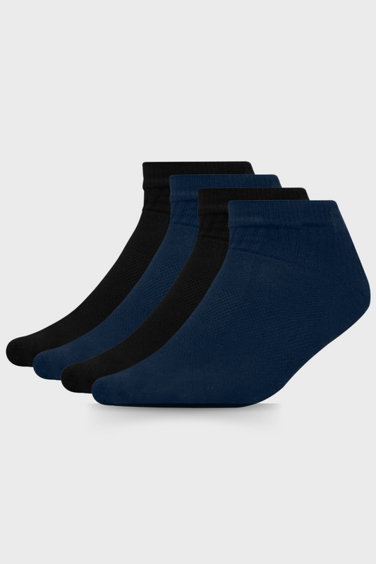 Plain  Sneaker Socks Pack of 4 (Black & Blue)