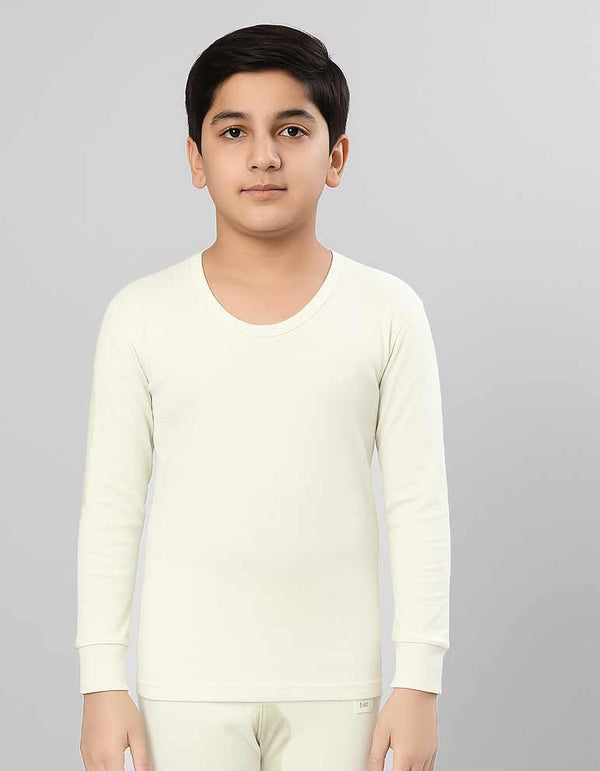 Kids Off White Thermal Shirt – Soft Cotton Warm