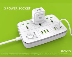 BAVIN PC588 Power 6 USB Strip Phone Electrical Switch Smart Socket with USB Port