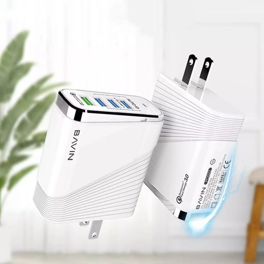 Bavin 3.4A Fast Charger w/ Qualcom 3.0 Quick Charger 35W 4 Universal USB Port