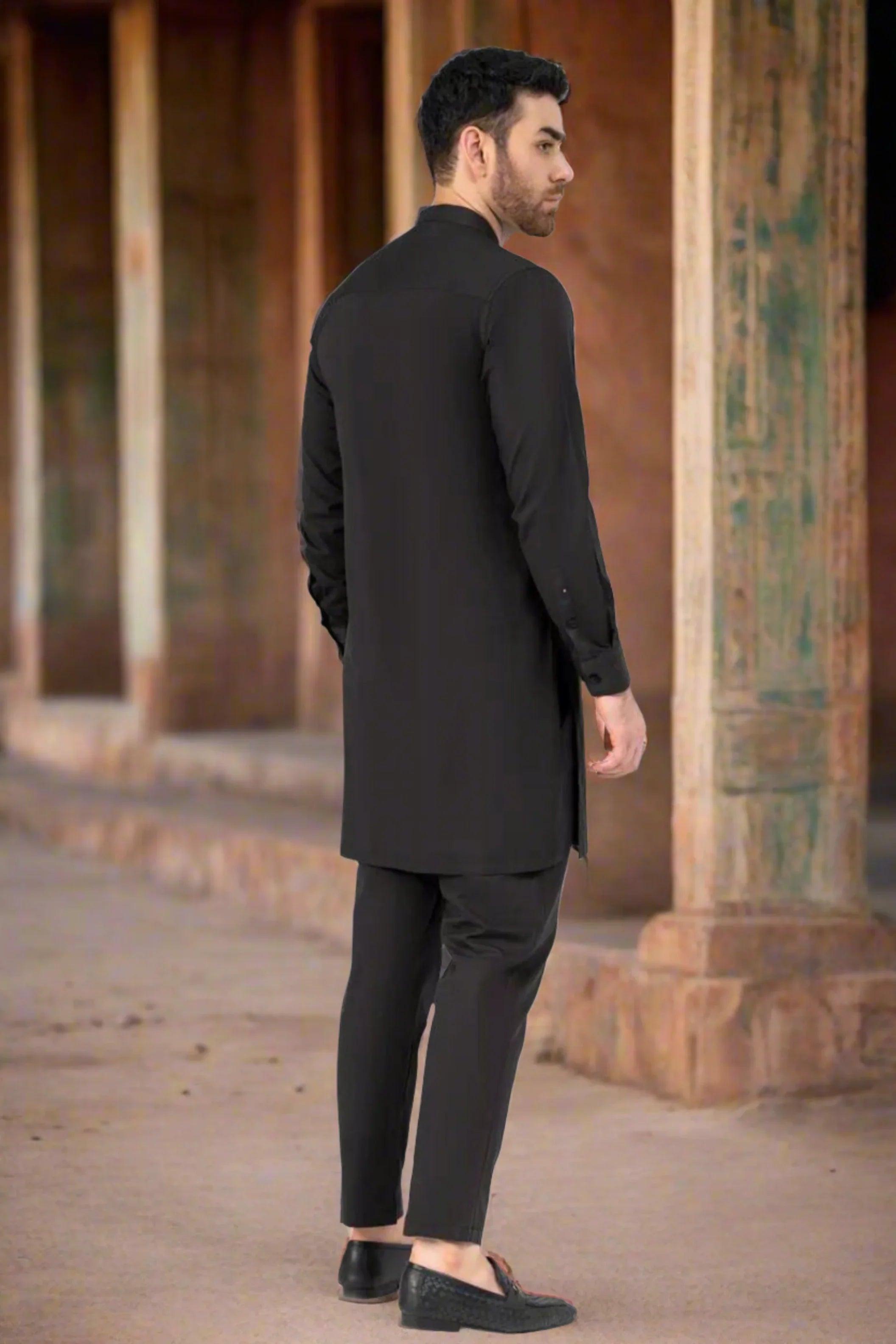 Black Classic Kurta Pajama For Men