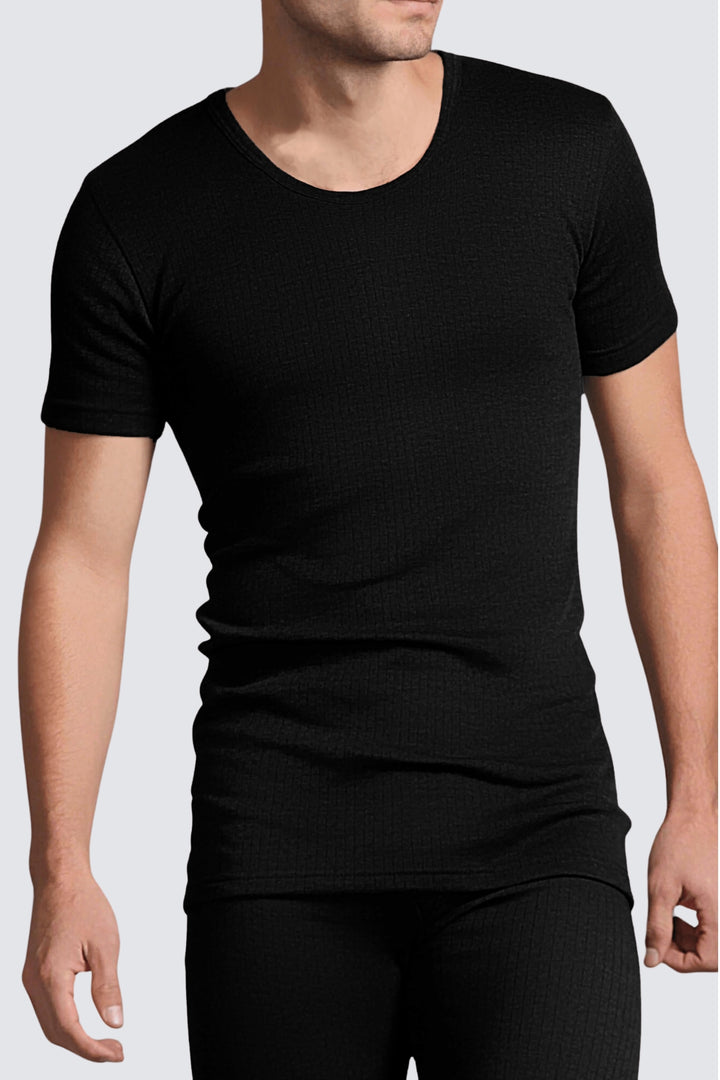 Black Thermal Shirt Short Sleeves - thermal workout suit by hinz