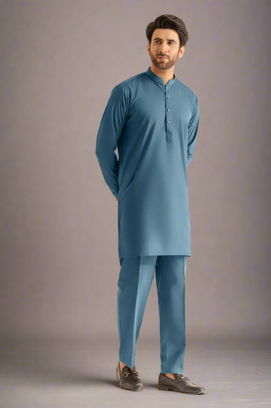 Pale Blue Kurta Pajama For Men
