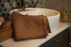 Premium Cotton Waffle Bath Sheet  Towel (Dark Brown)
