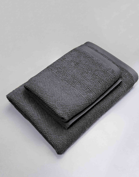 Greek Premium Bath & Hand Towels (2-Pcs) Charcoal