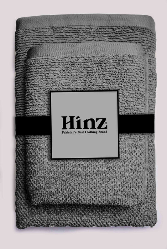 Greek Premium Bath & Hand Towels (2-Pcs) Charcoal