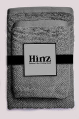 Greek Premium Bath & Hand Towels (2-Pcs) Charcoal