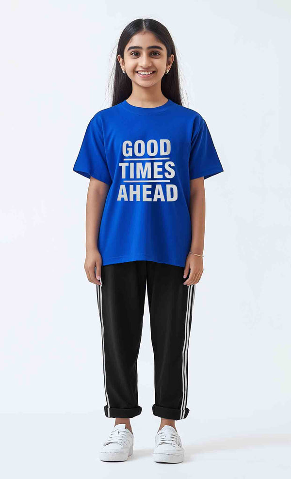 Girls R-Blue T-shirt and  Black  stripe Trouser (GTA)