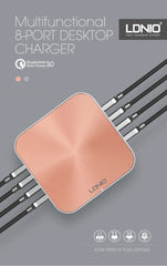 LDNIO 50W 8 Ports Desktop Charger EU Plug - Silver
