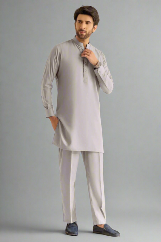 Light Grey Kurta Pajama For Men