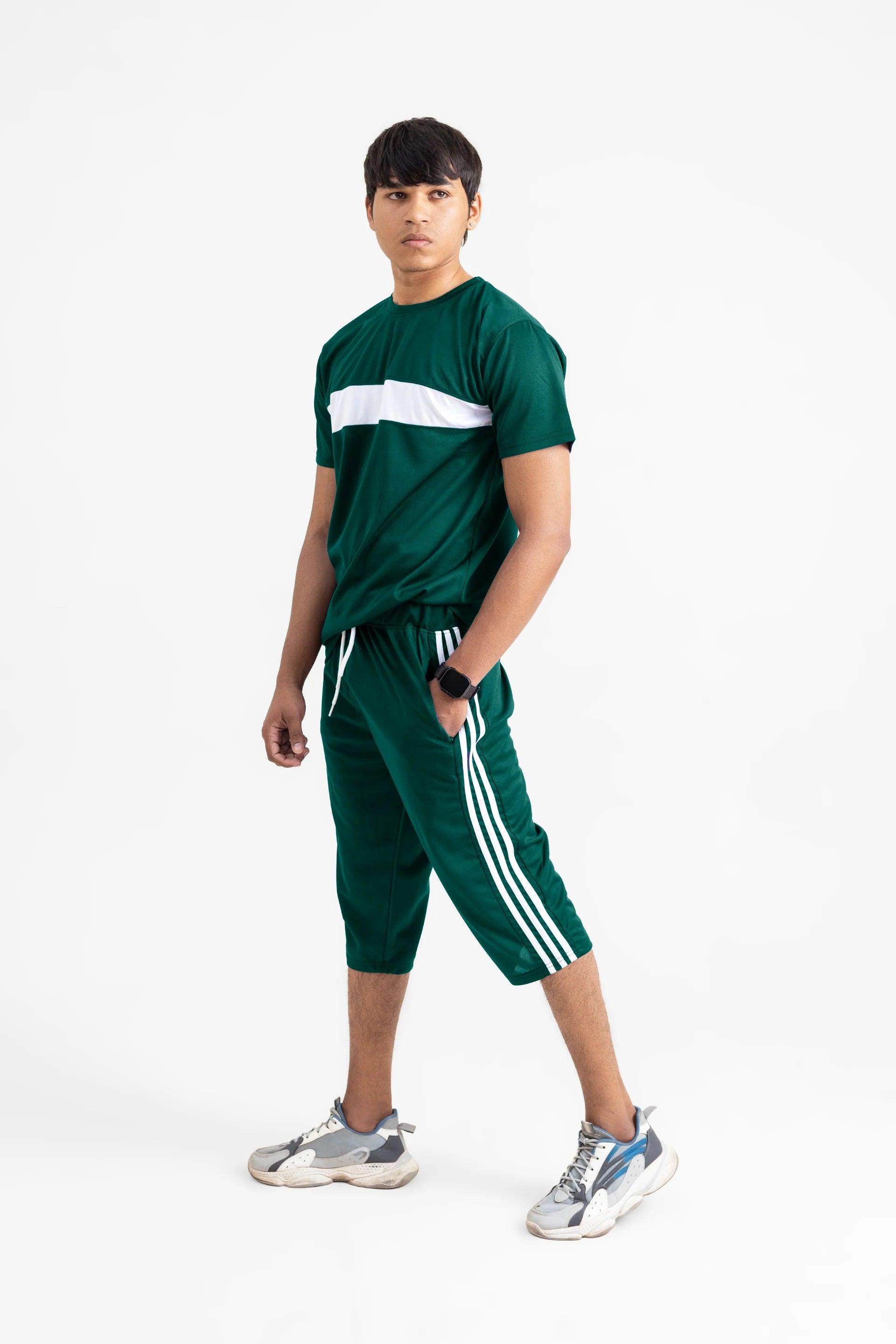 Men's Dry Fit three quarter Track Suit(Short Sleeves) Zinc