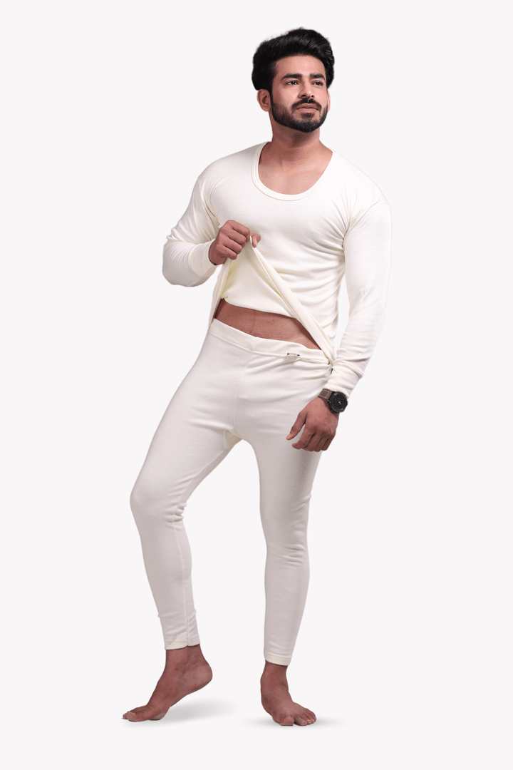 Men's Plain white Thermal Trouser  - thermal wear by Hinz Knit