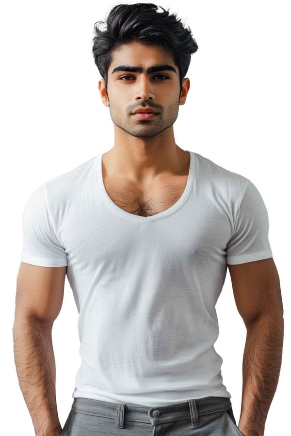 Mona white half sleeves Men's vest  