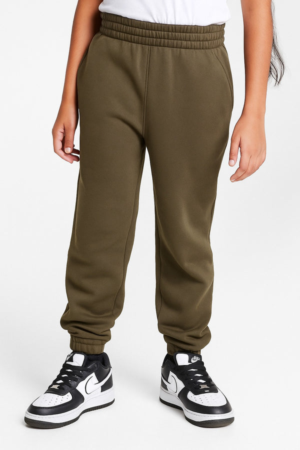 Kids Solid Girls Sweat pants (terry) Brown