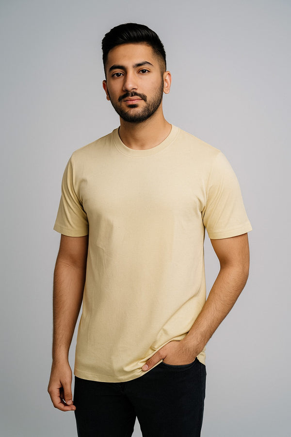 Men’s Essential Round Neck (Short Sleeves) (Beige)