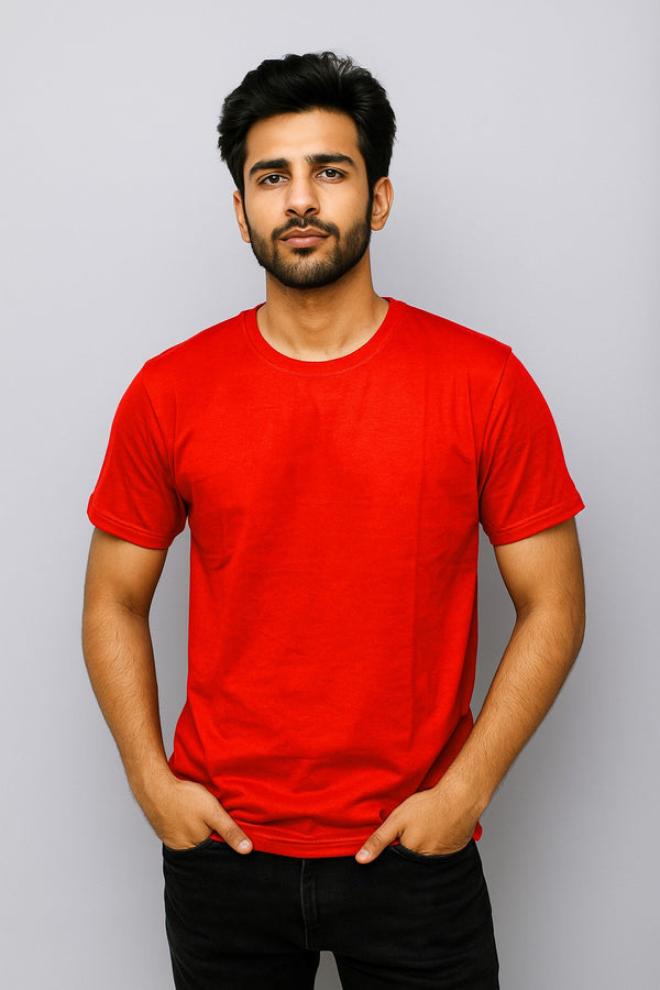 Men’s Essential Round Neck (Short Sleeves) (Red)