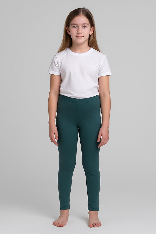 Full-Length Ribbed Leggings for Girls (Grey)