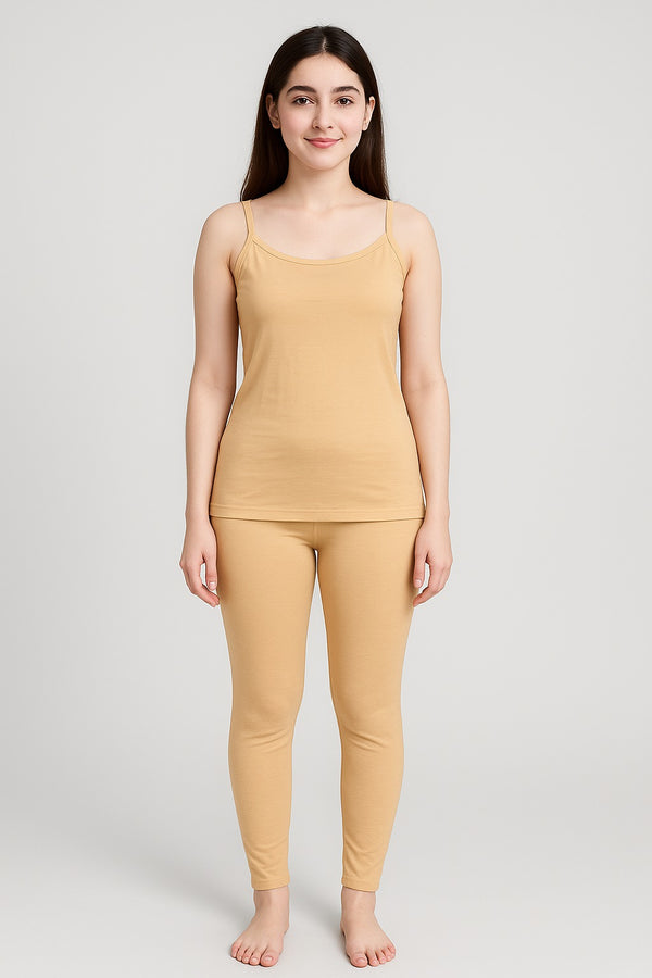 Premium Girls’ Winter Wear – Warm Interlock Fabric Camisole & Cotton Lycra Leggings