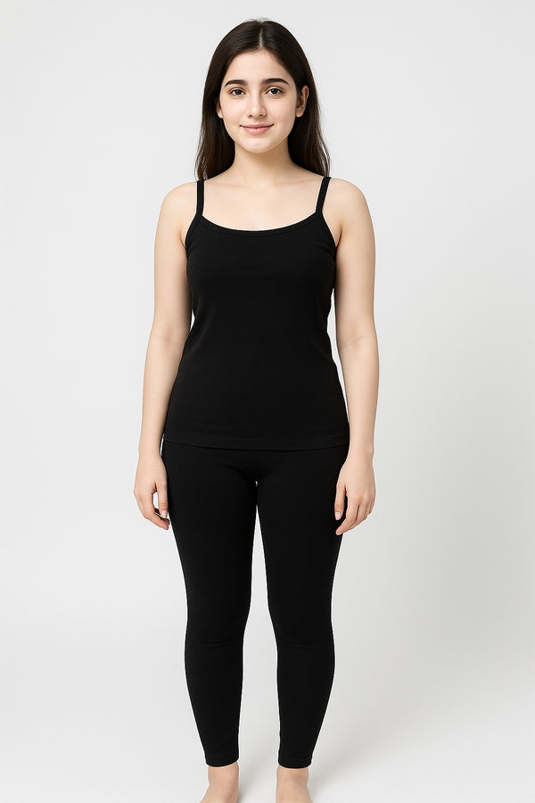 Girls’ Black Winter Camisole & Legging Set